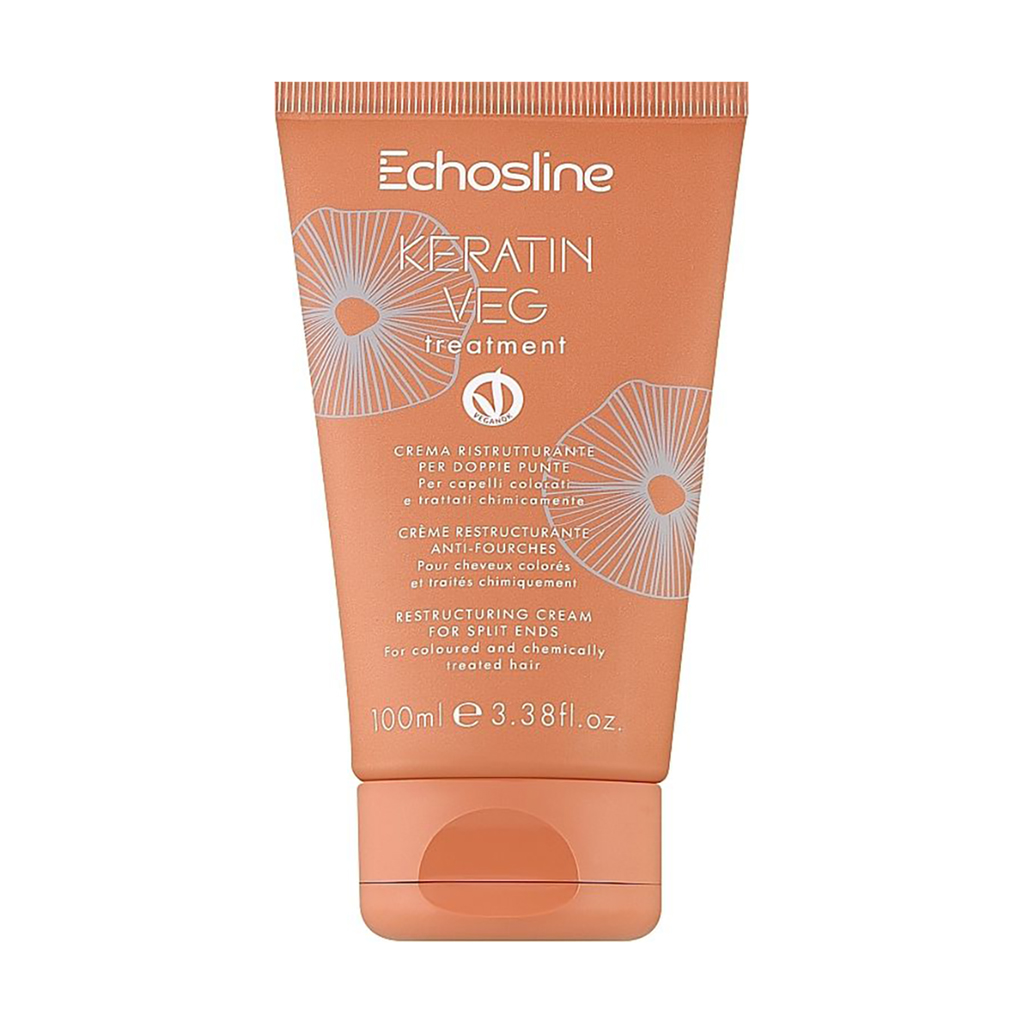 Крем Echosline Keratin Veg Treatment проти посічених кінчиків, для фарбованого та хімічно обробленого волосся, з кератином, 100 мл